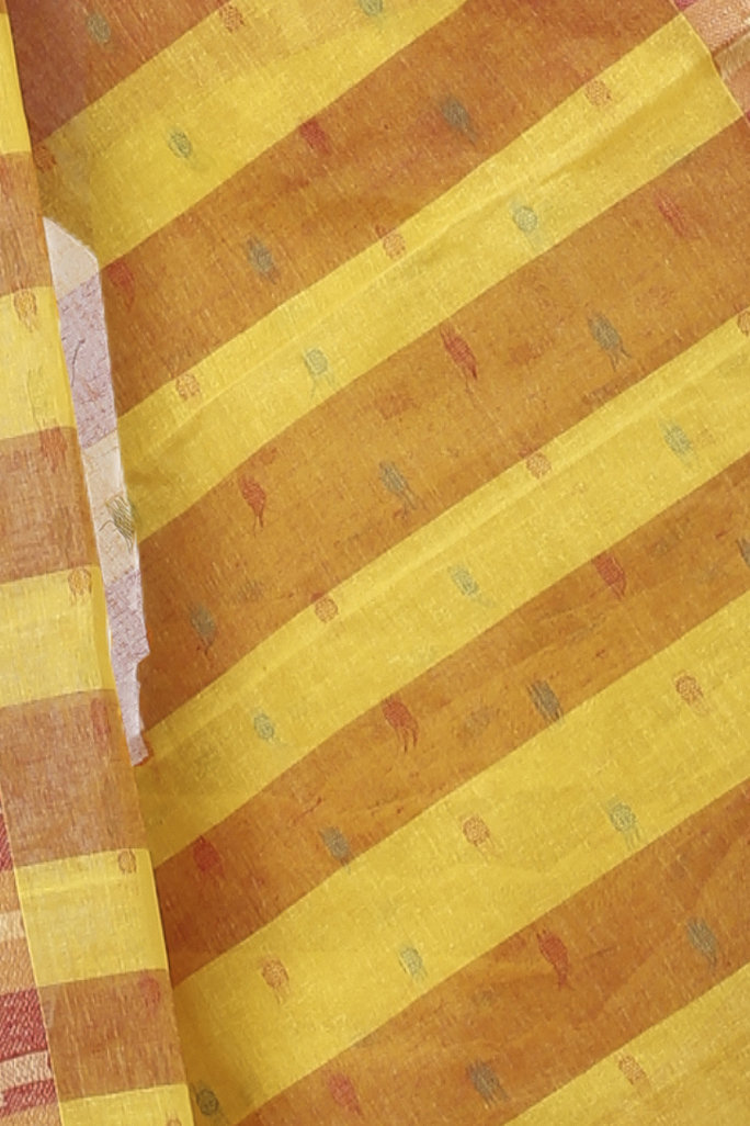 Yellow Pure Cotton Jamuna Tant Saree (1314)